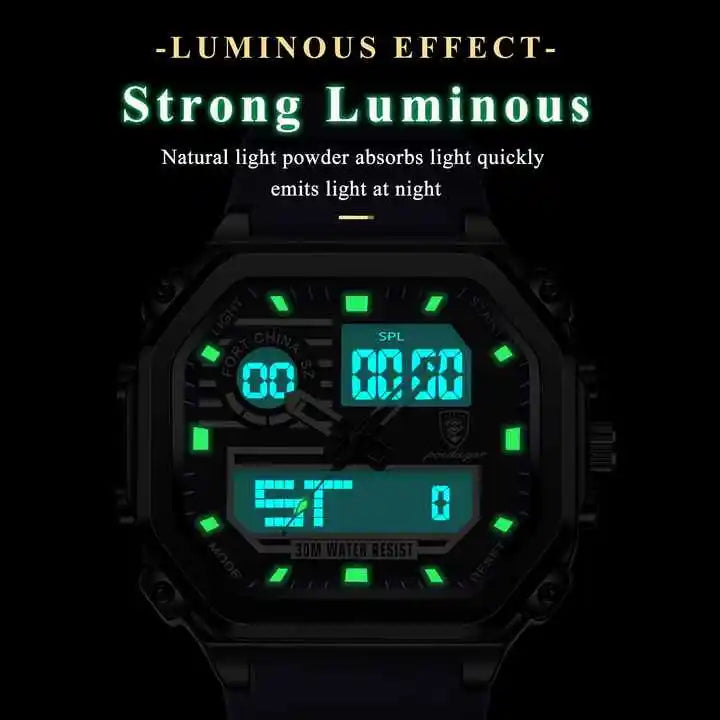 POEDAGAR Sports Dual Multi-Functional Watch