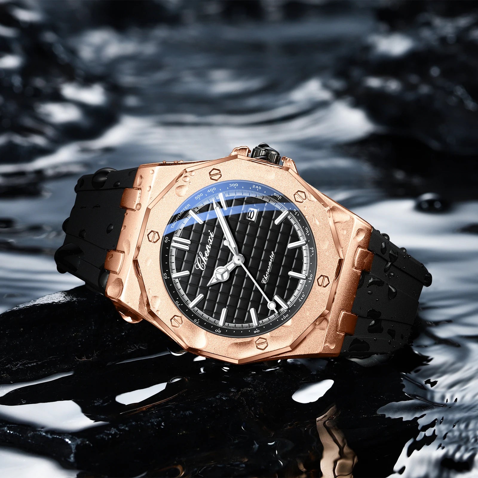 Men Luxury Rose Gold Quartz Watch