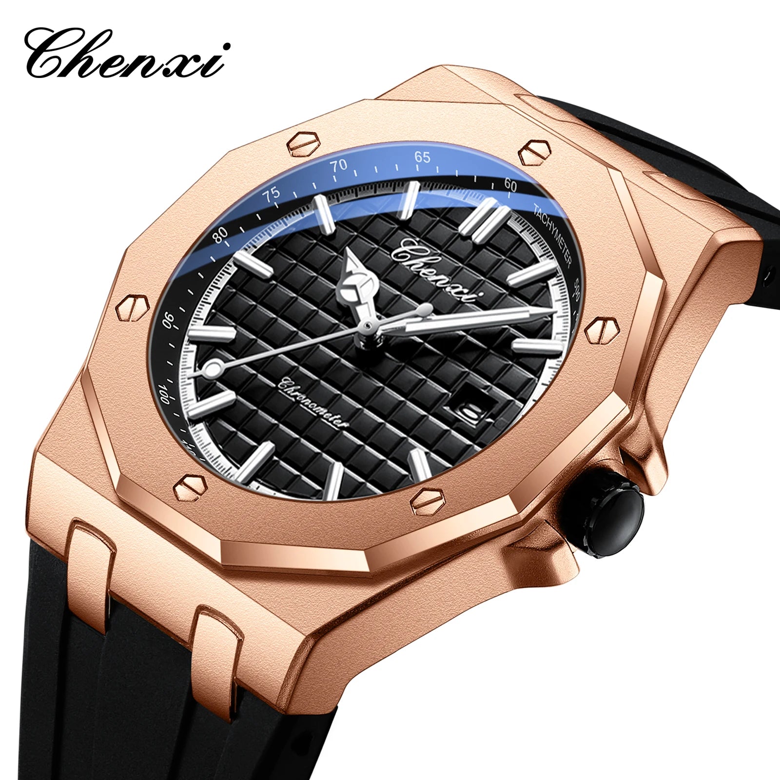 Men Luxury Rose Gold Quartz Watch