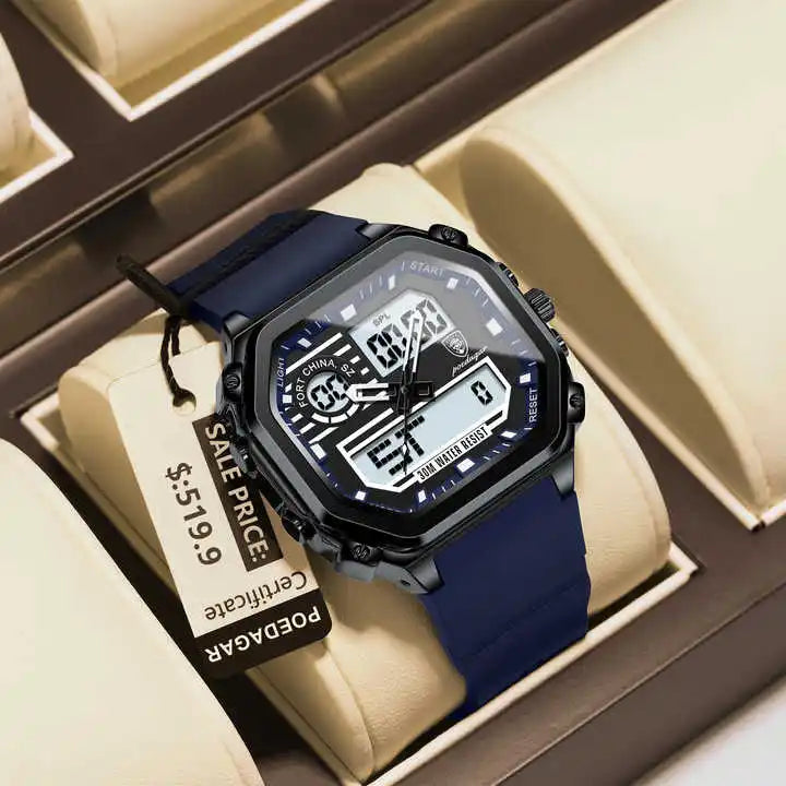 POEDAGAR Sports Dual Multi-Functional Watch